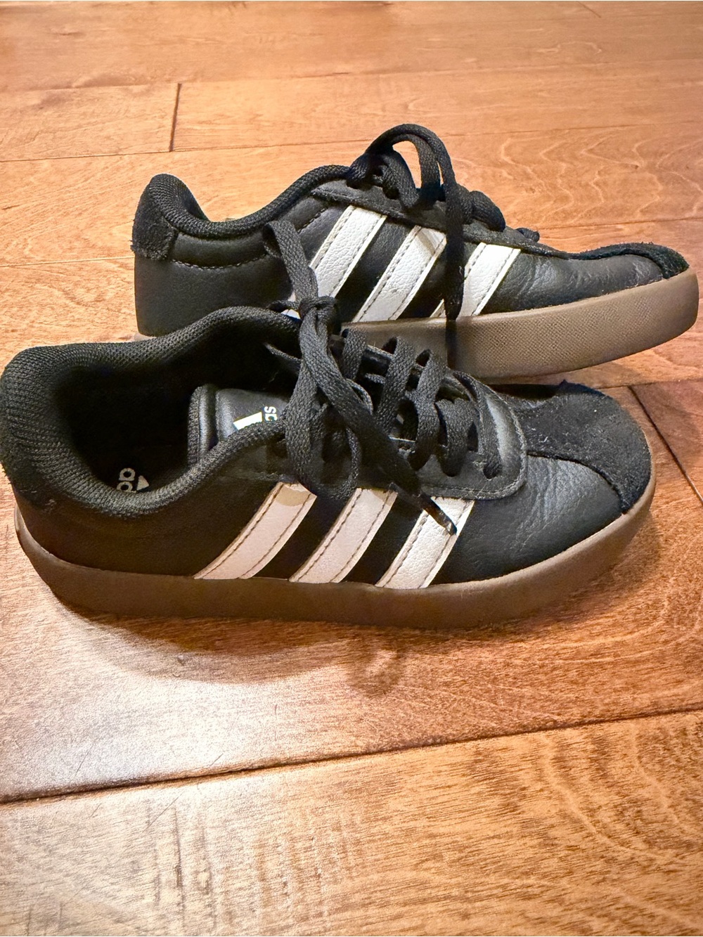 adidas Black Sneakers with White Three-Stripes for Kids